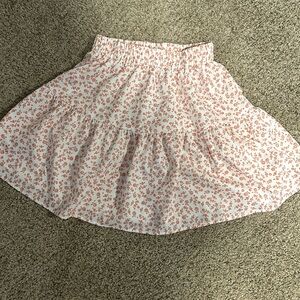 White and pink floral skirt
